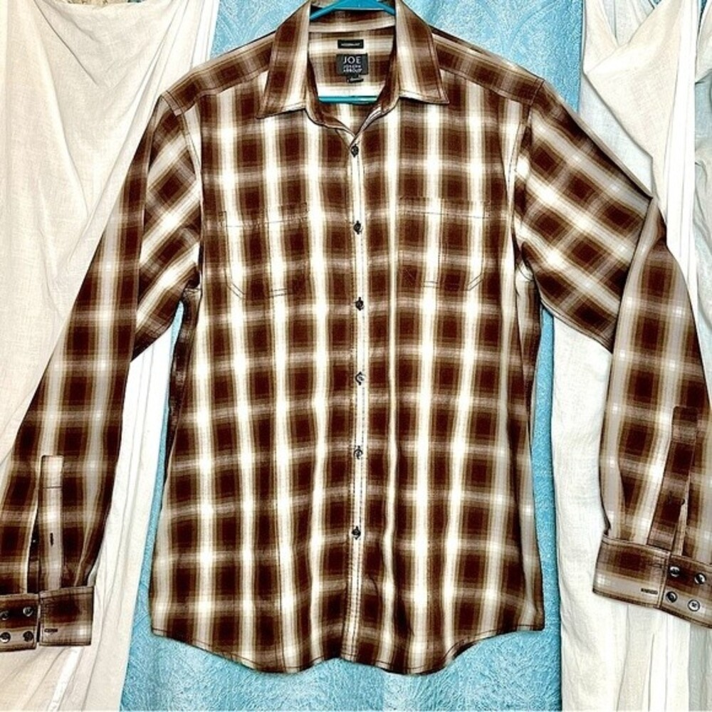 🌟 JOE Joseph Abboud Modern Fit Casual Plaid Button Down Sz L